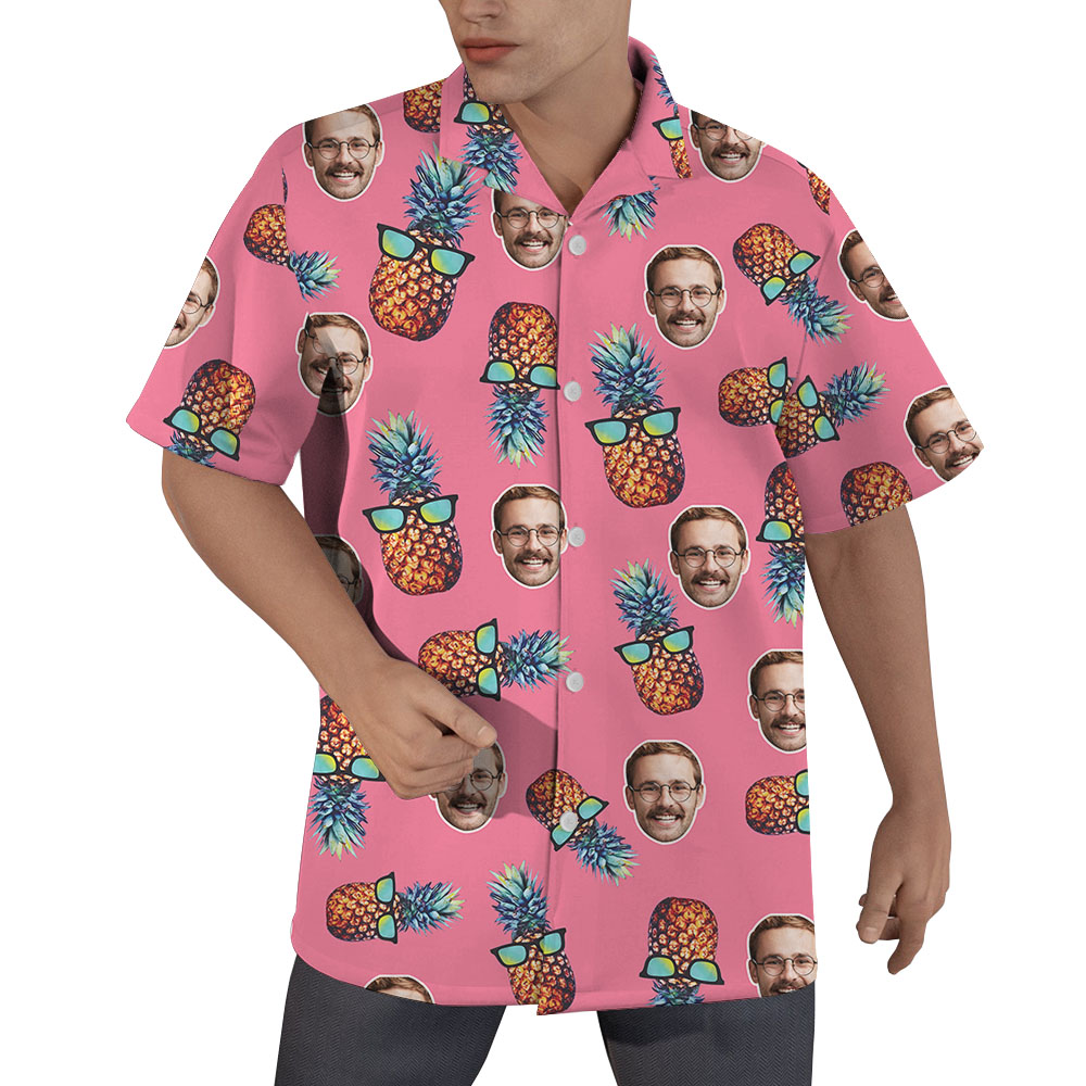 Cool Pineapple Pink Hawaiian Shirt With Custom Faces - variant image 1
