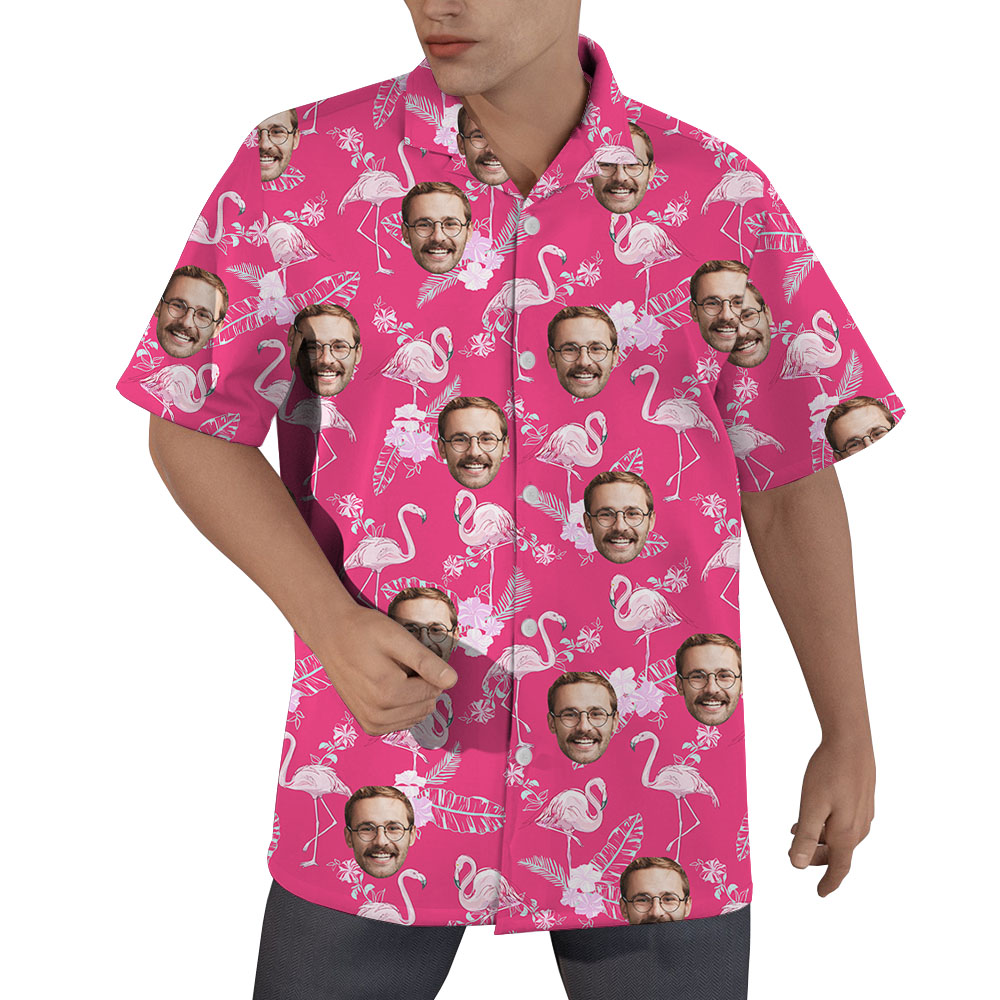 Flamingo Pink Hawaiian Shirt With Multiple Faces - variant image 1