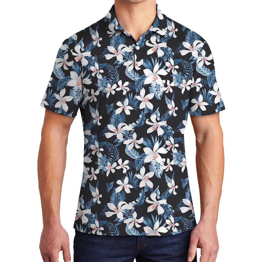 Polo Men With Cool Flower Hawaiian Pattern - variant image 1