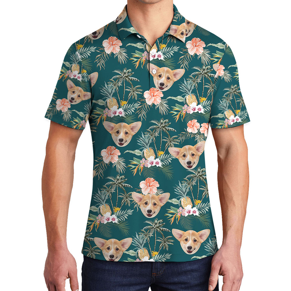 Unique Beach Themed Polo Shirt With Multiple Pet Photos - variant image 1