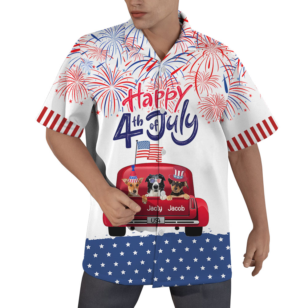 Custom Pet And Name Fourth Of July Hawaiian Shirts - variant image 1