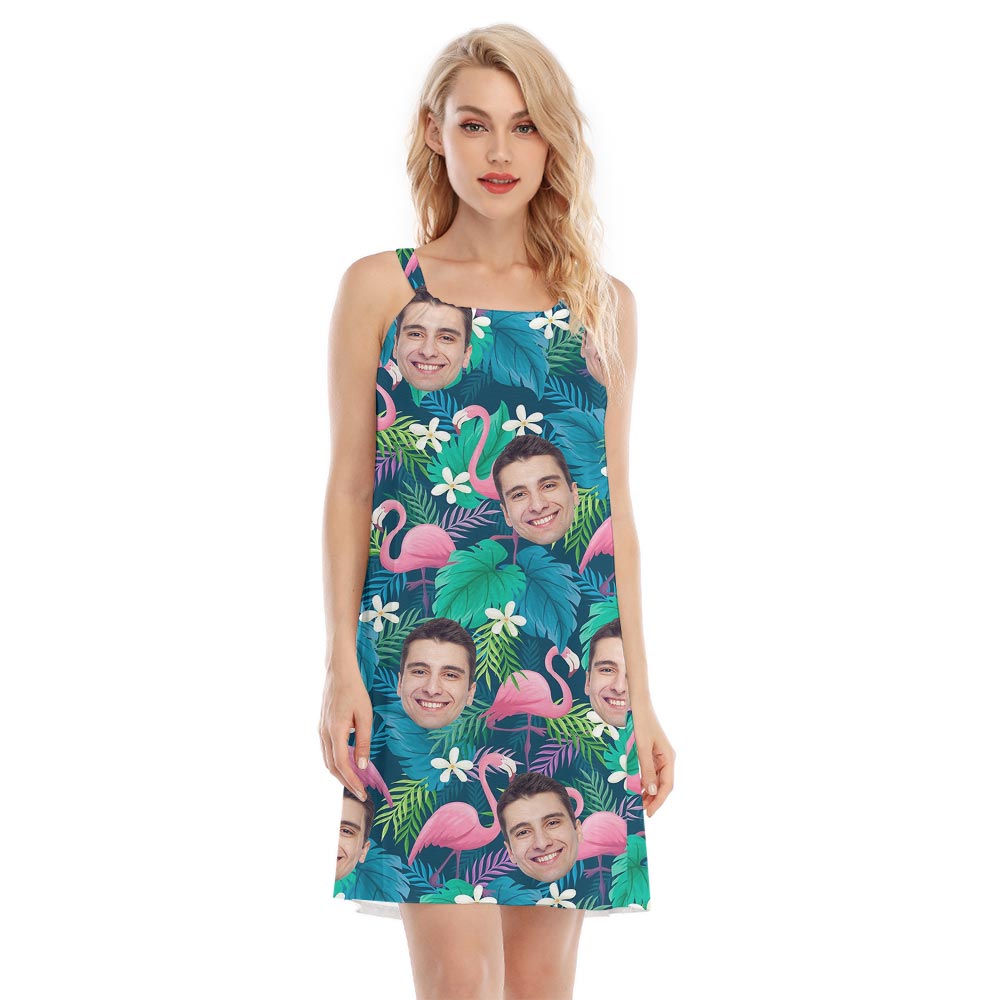 Custom Face Flamingo Hawaiian Dress For Women - variant image 1
