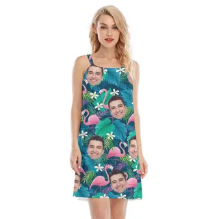 Custom Face Flamingo Hawaiian Dress For Women