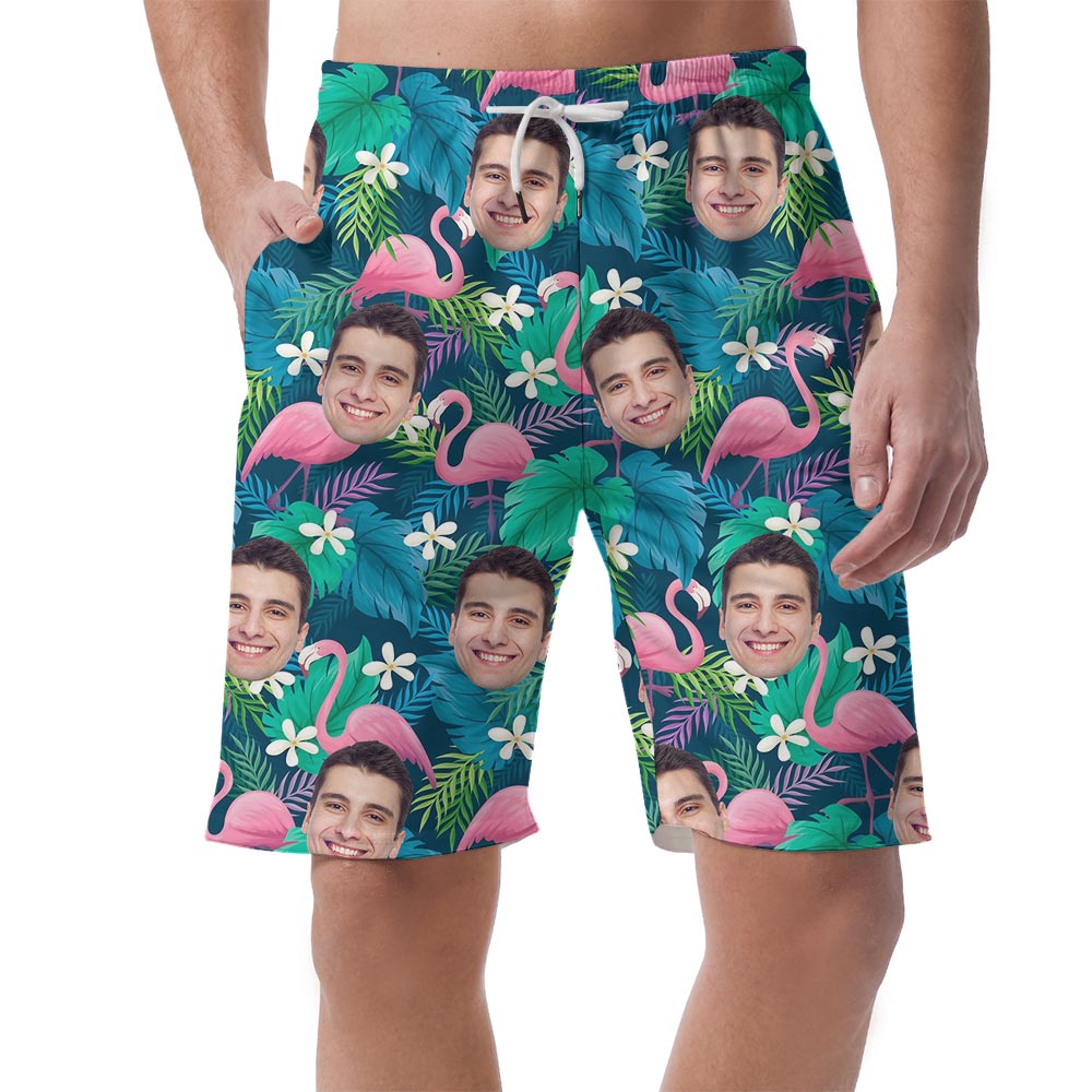 Men's Flamingo Hawaiian Beach Shorts With Your Face - variant image 1
