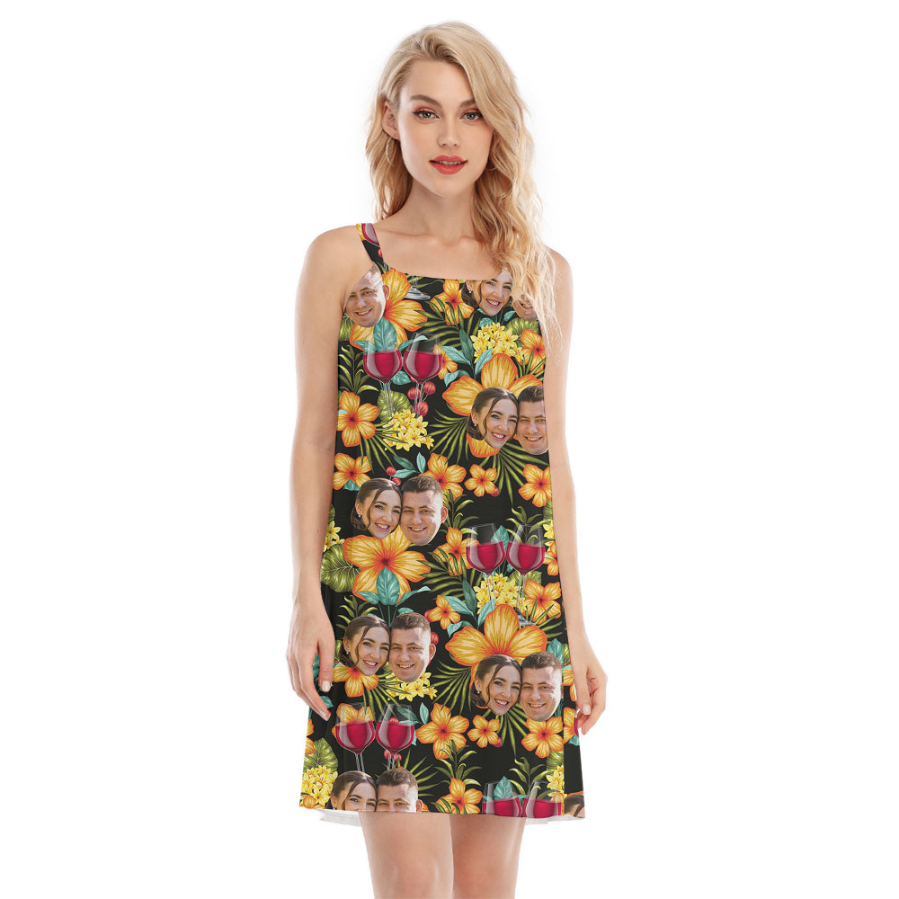 Red Wine Couple Faces Women's Dress Custom - variant image 1