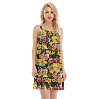 Red Wine Couple Faces Women's Dress Custom