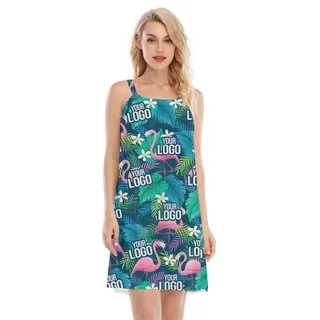Custom Flamingo Hawaiian Dress For Women With Logo