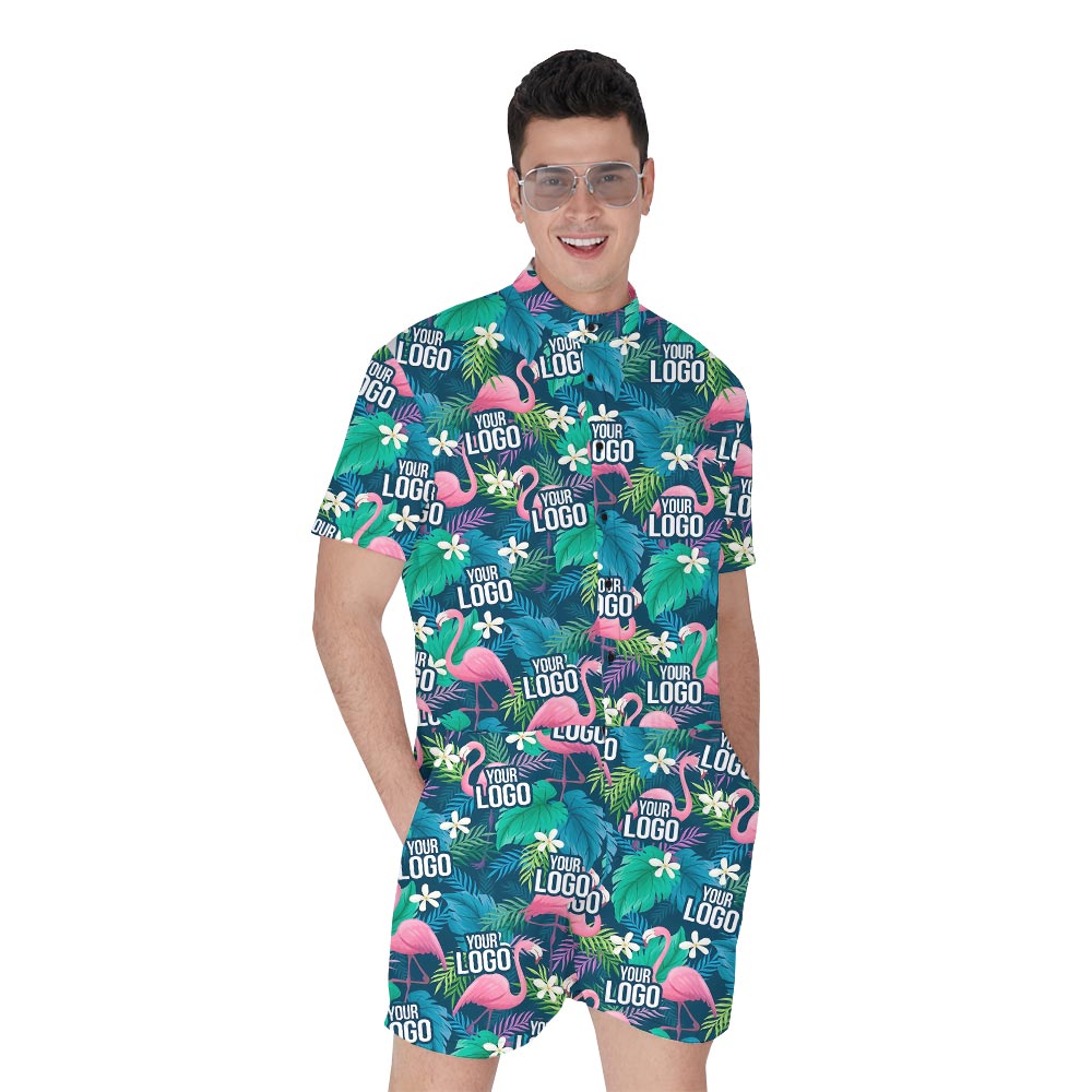 Personalized Flamingo Hawaiian Romper For Men With Your Logo - variant image 1