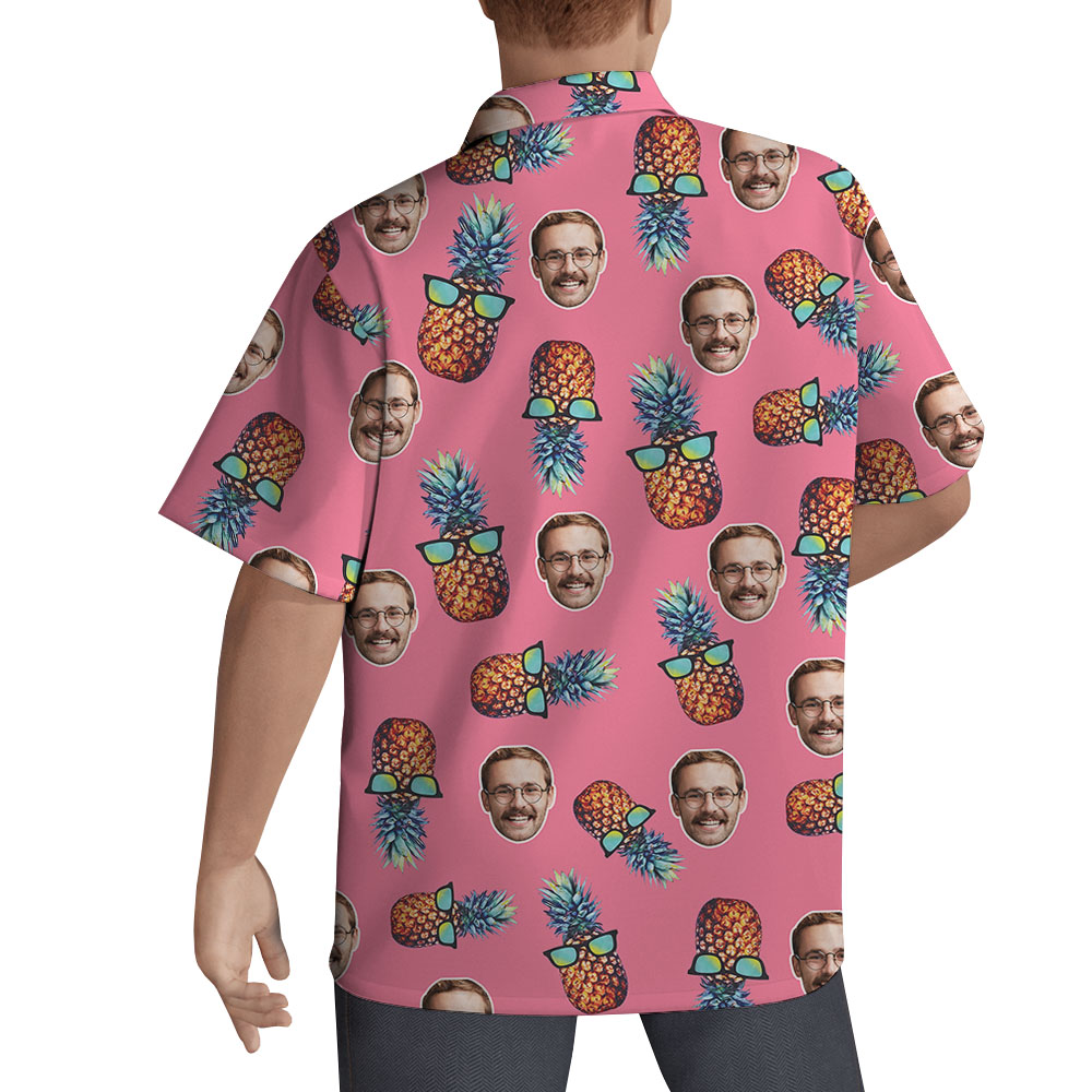 Cool Pineapple Pink Hawaiian Shirt With Custom Faces