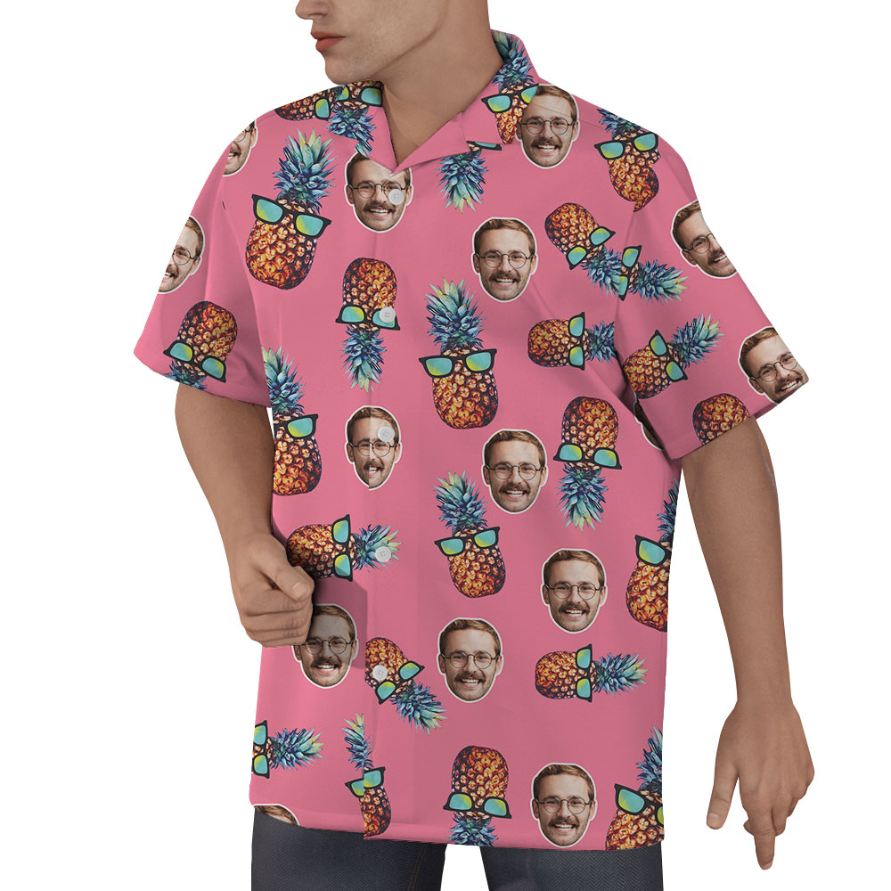 Cool Pineapple Pink Hawaiian Shirt With Custom Faces