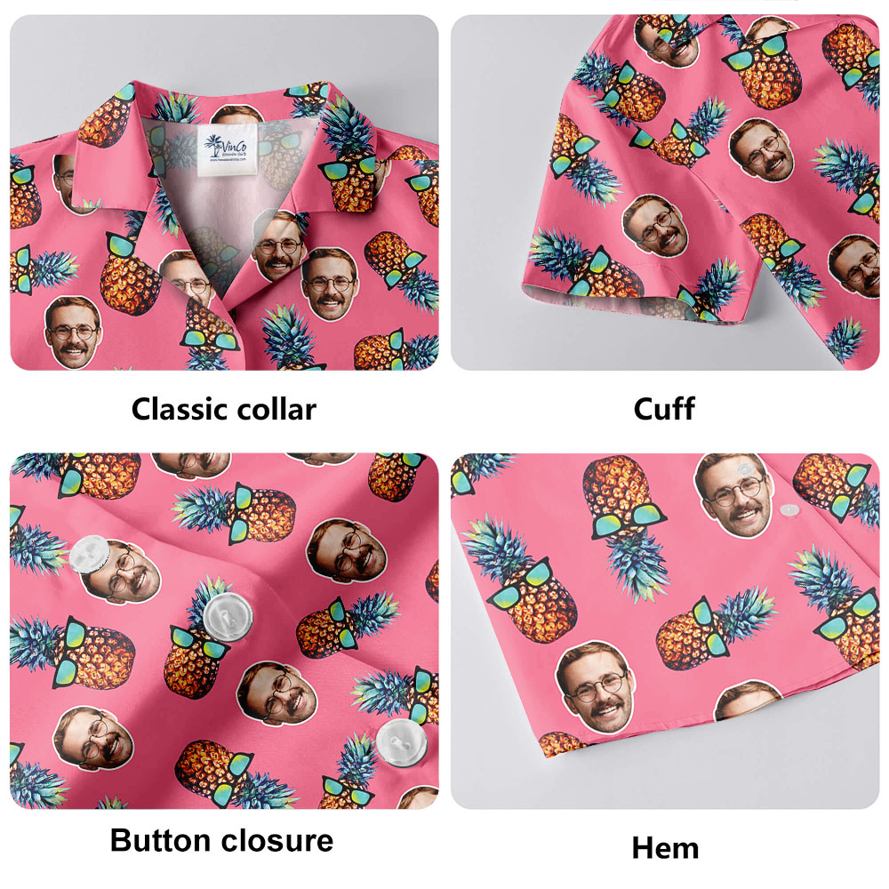 Cool Pineapple Pink Hawaiian Shirt With Custom Faces