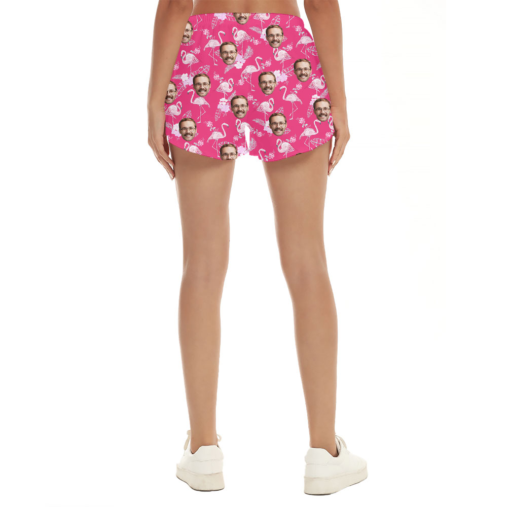 Unique Custom Face Flamingo Pink Women's Shorts