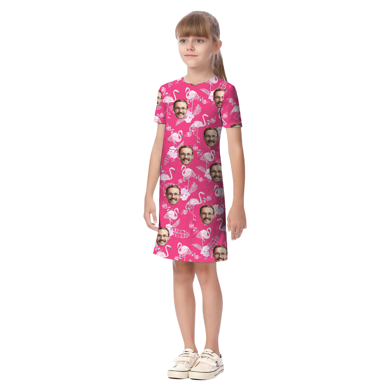Custom Face Pink Flamingo Matching Hawaiian Outfits