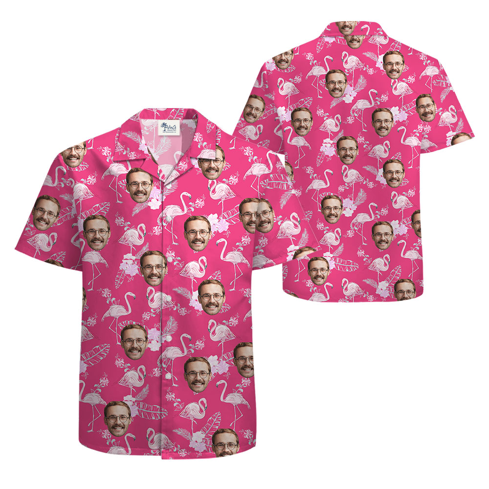 Flamingo Pink Hawaiian Shirt With Multiple Faces