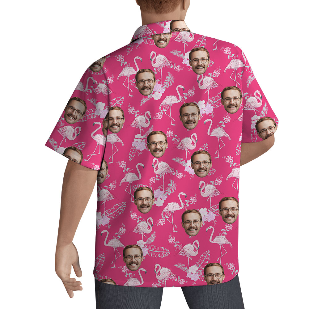 Flamingo Pink Hawaiian Shirt With Multiple Faces