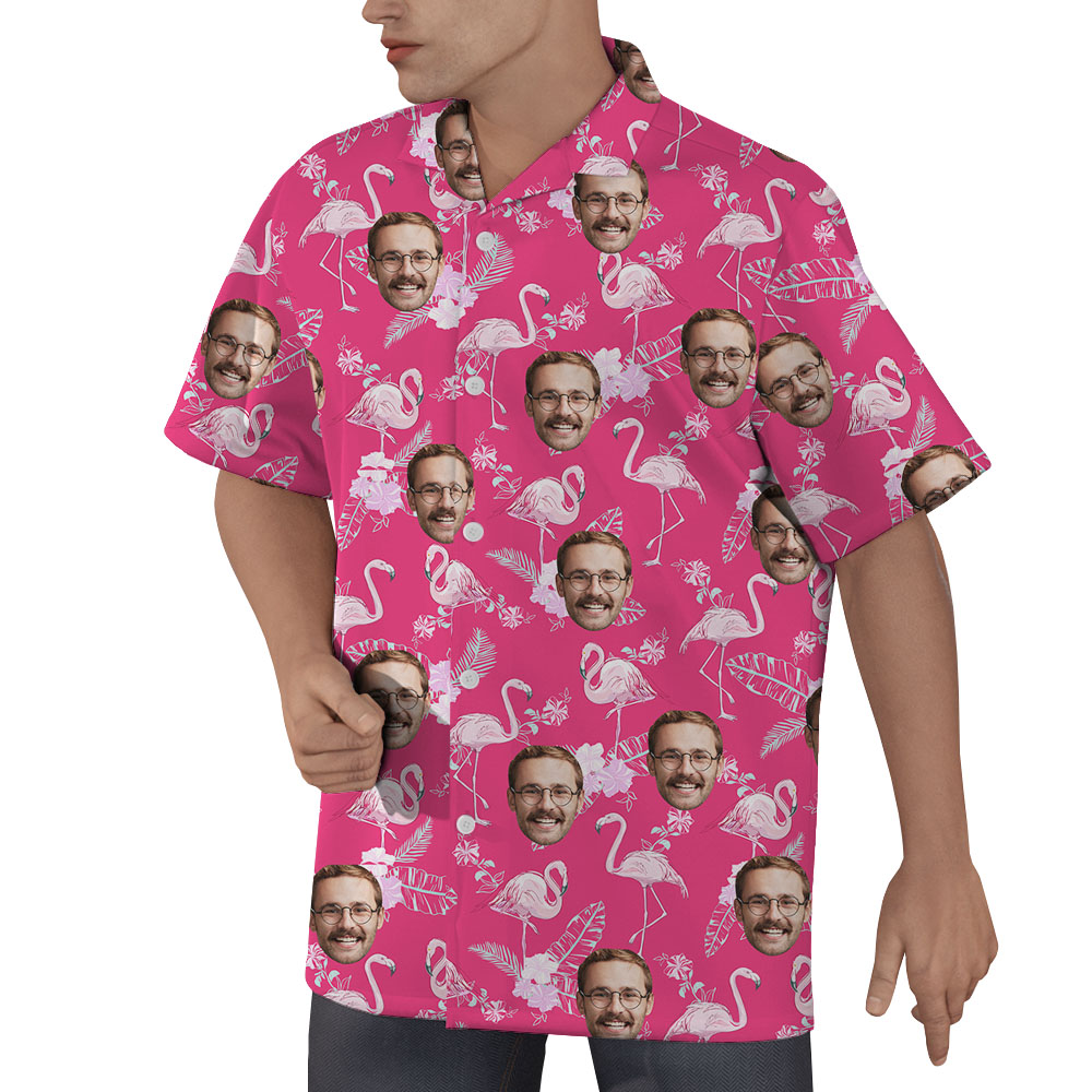 Flamingo Pink Hawaiian Shirt With Multiple Faces