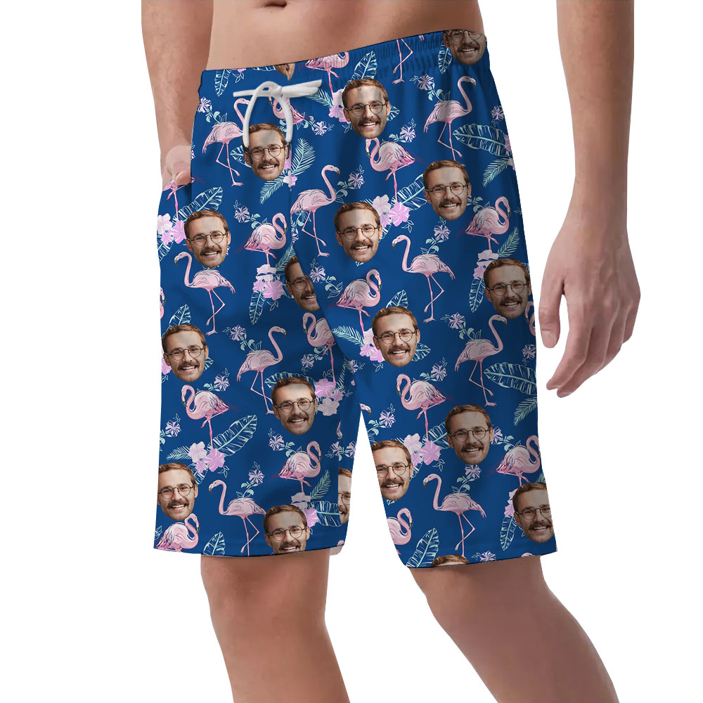 Custom Photo Flamingo Men's Hawaiian Shorts