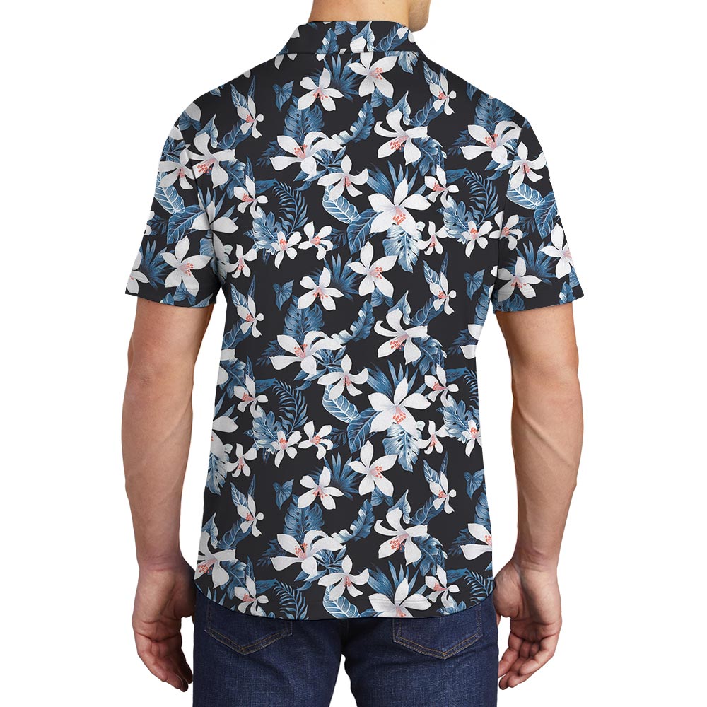 Polo Men With Cool Flower Hawaiian Pattern