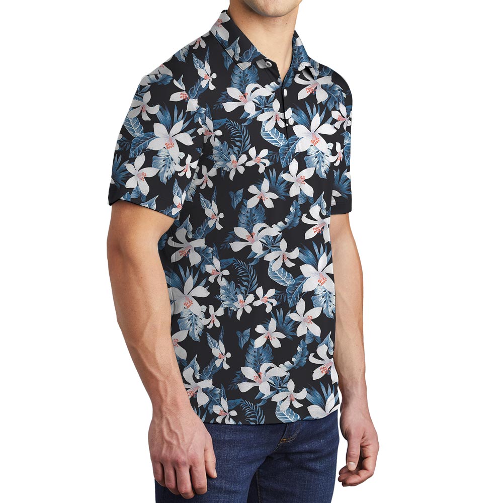 Polo Men With Cool Flower Hawaiian Pattern