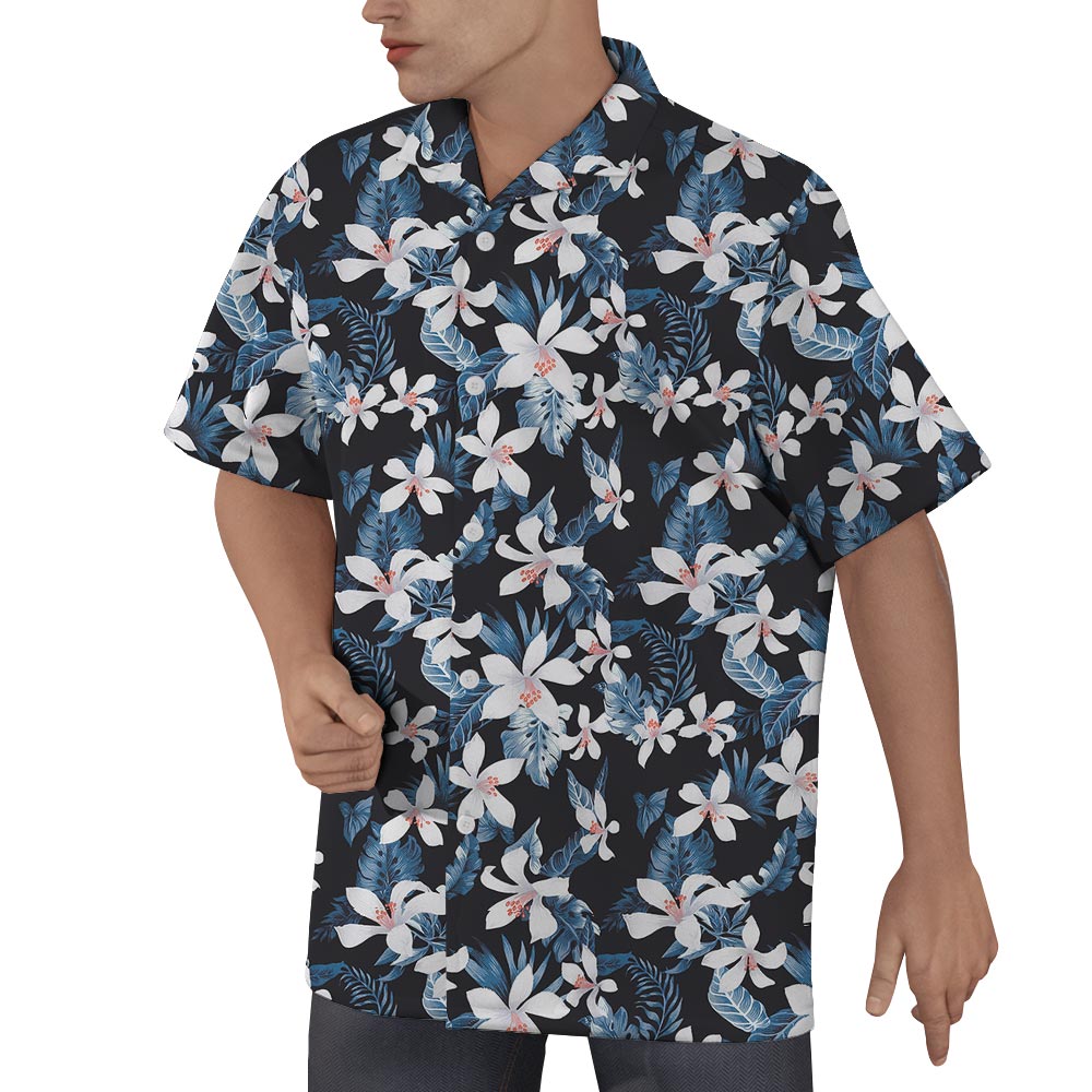 Cool Blue Flower Hawaiian Shirt Men