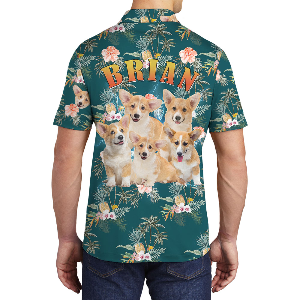 Unique Beach Themed Polo Shirt With Multiple Pet Photos