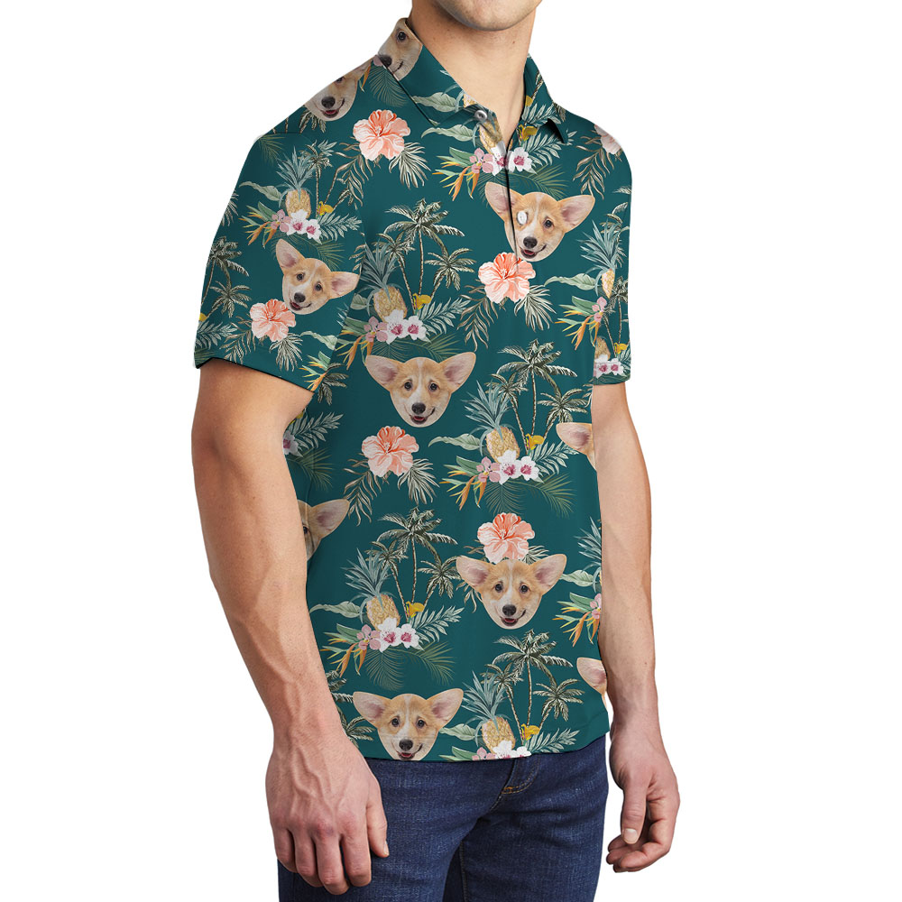 Unique Beach Themed Polo Shirt With Multiple Pet Photos