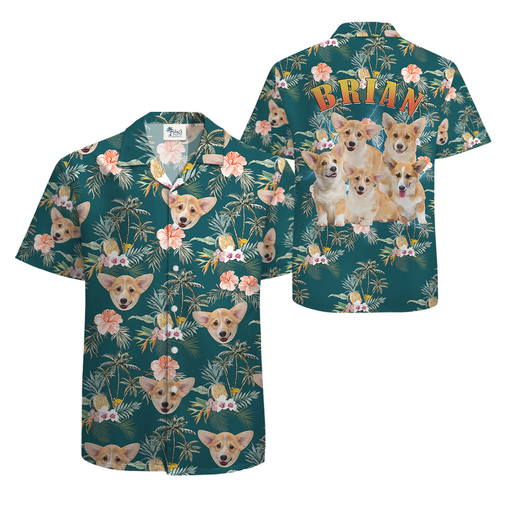 Vintage Palm Tree Hawaiian Shirt With Custom Face Two Sides