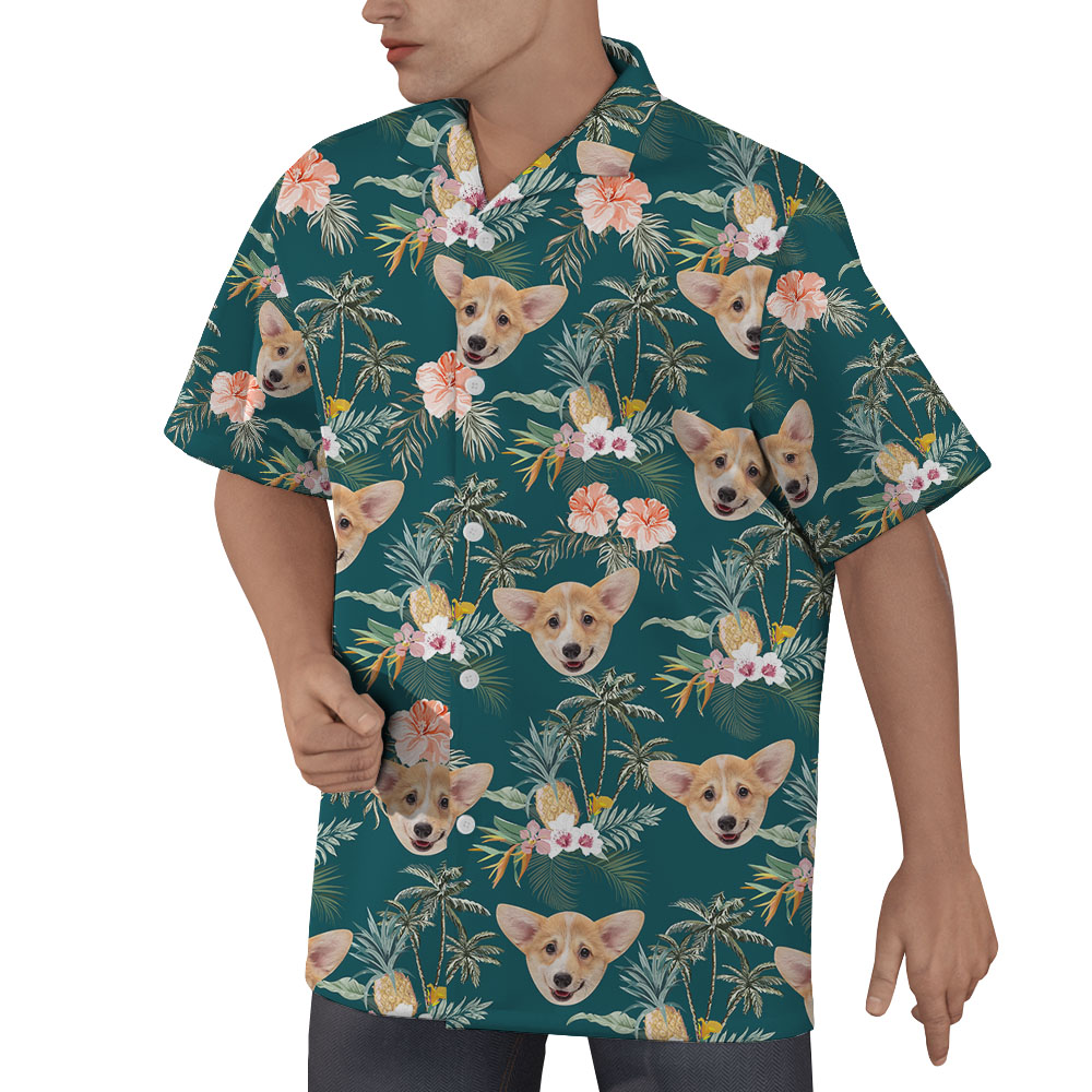 Vintage Palm Tree Hawaiian Shirt With Custom Face Two Sides