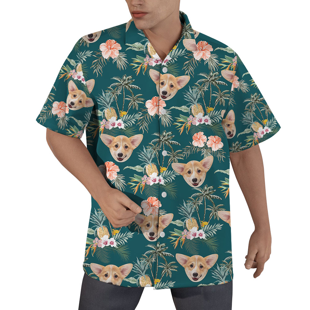 Vintage Palm Tree Hawaiian Shirt With Custom Face Two Sides