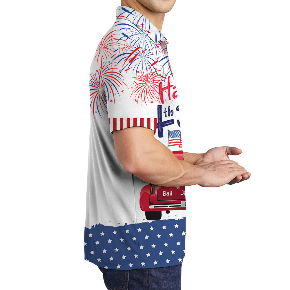 Cool Custom Pet 4th Of July Truck Men's Polos