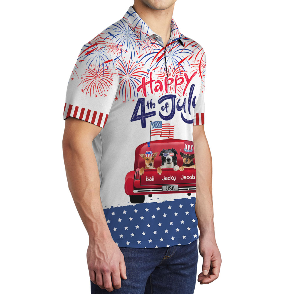 Cool Custom Pet 4th Of July Truck Men's Polos