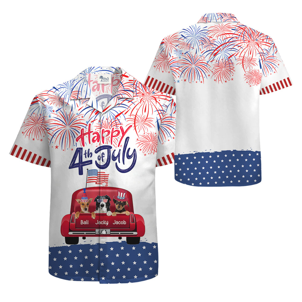 Custom Pet And Name Fourth Of July Hawaiian Shirts