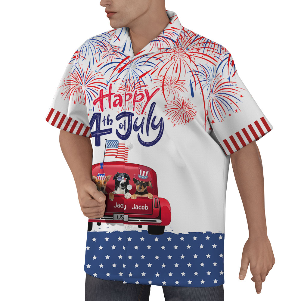 Custom Pet And Name Fourth Of July Hawaiian Shirts