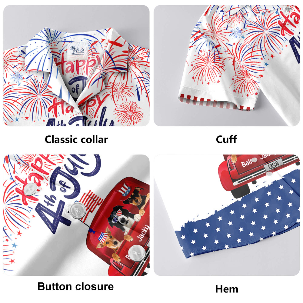 Custom Pet And Name Fourth Of July Hawaiian Shirts