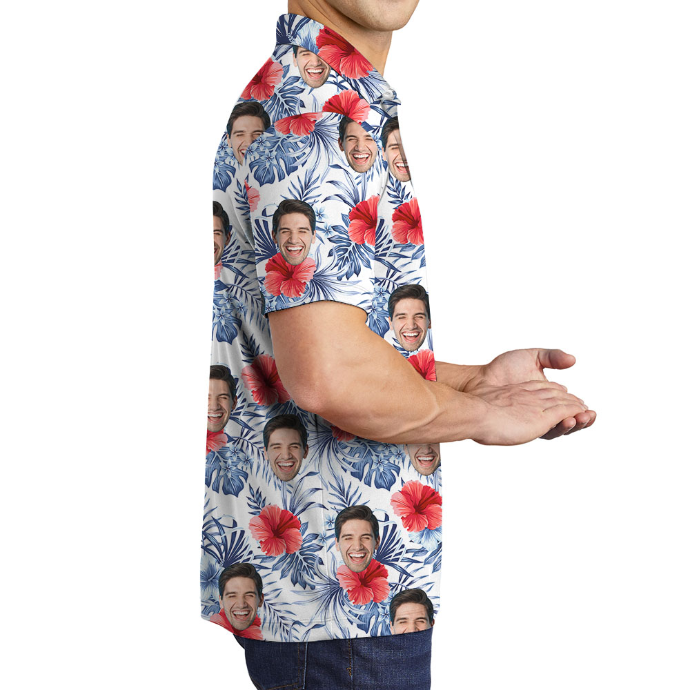 Custom Face And Name American Flag Men's Polos