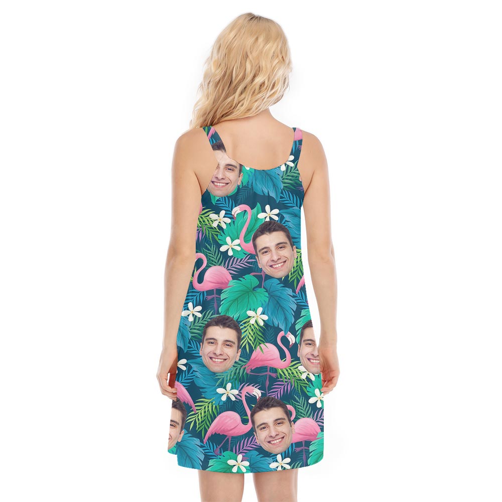Custom Face Flamingo Hawaiian Dress For Women