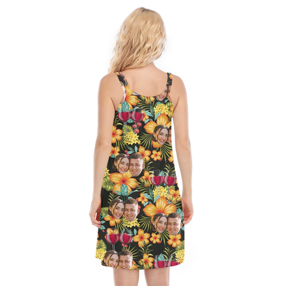 Red Wine Couple Faces Women's Dress Custom