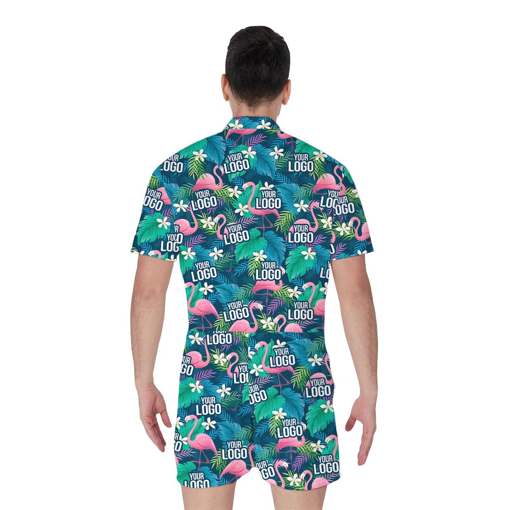 Personalized Flamingo Hawaiian Romper For Men With Your Logo