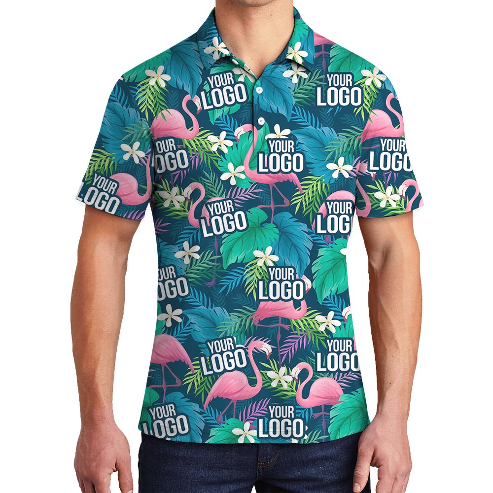 Custom Your Logo Hawaiian Polo Shirt For Men - variant image 1