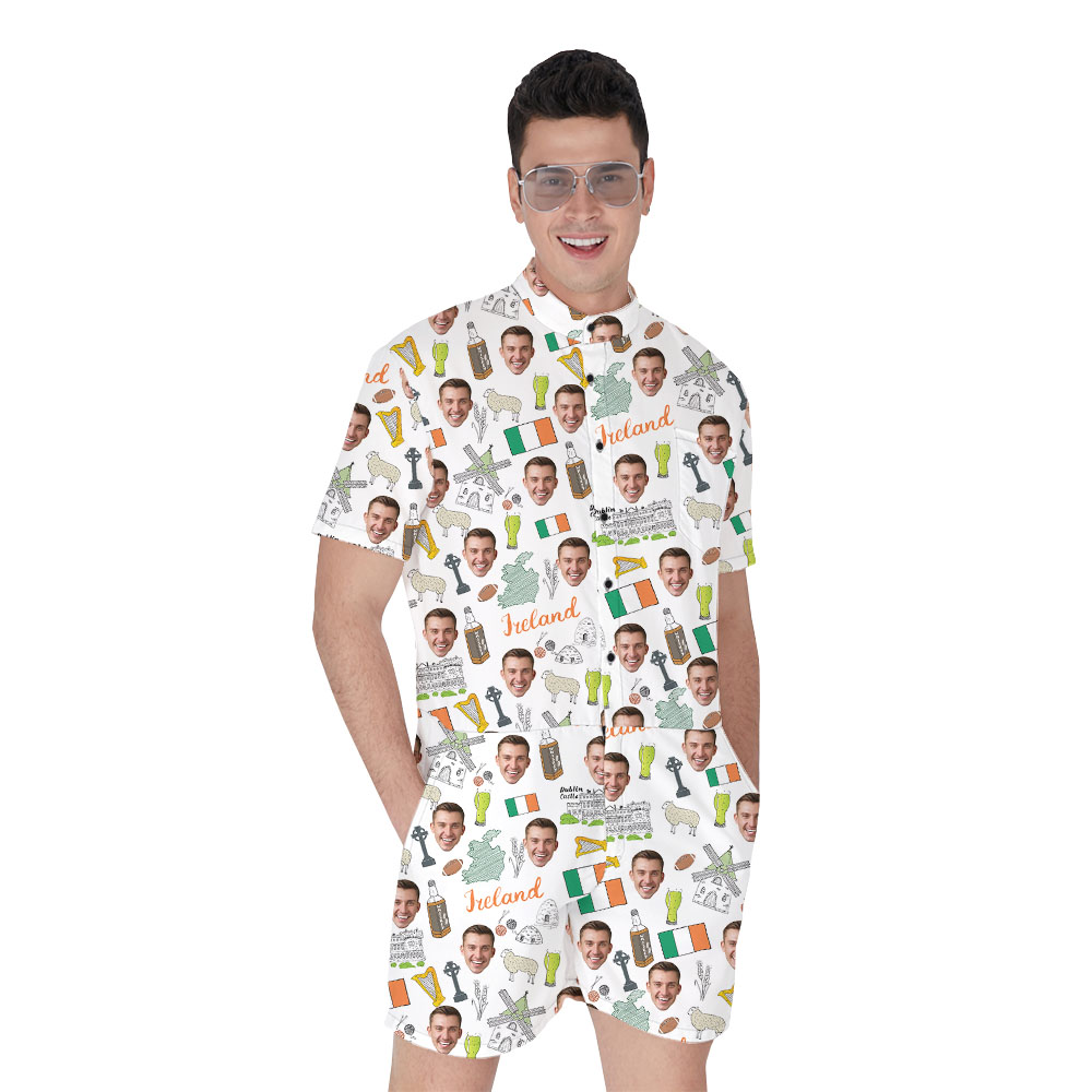 Custom Face Irish Saint Patrick Day Male Romper - variant image 1