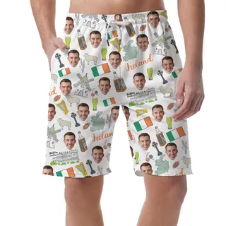 Irish Saint Patrick Day Men's Hawaiian Shorts With Custom Photo