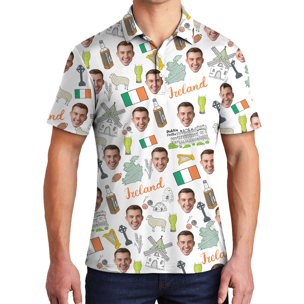 Irish Saint Patrick Day Men's Polo Shirt With Faces - variant image 1