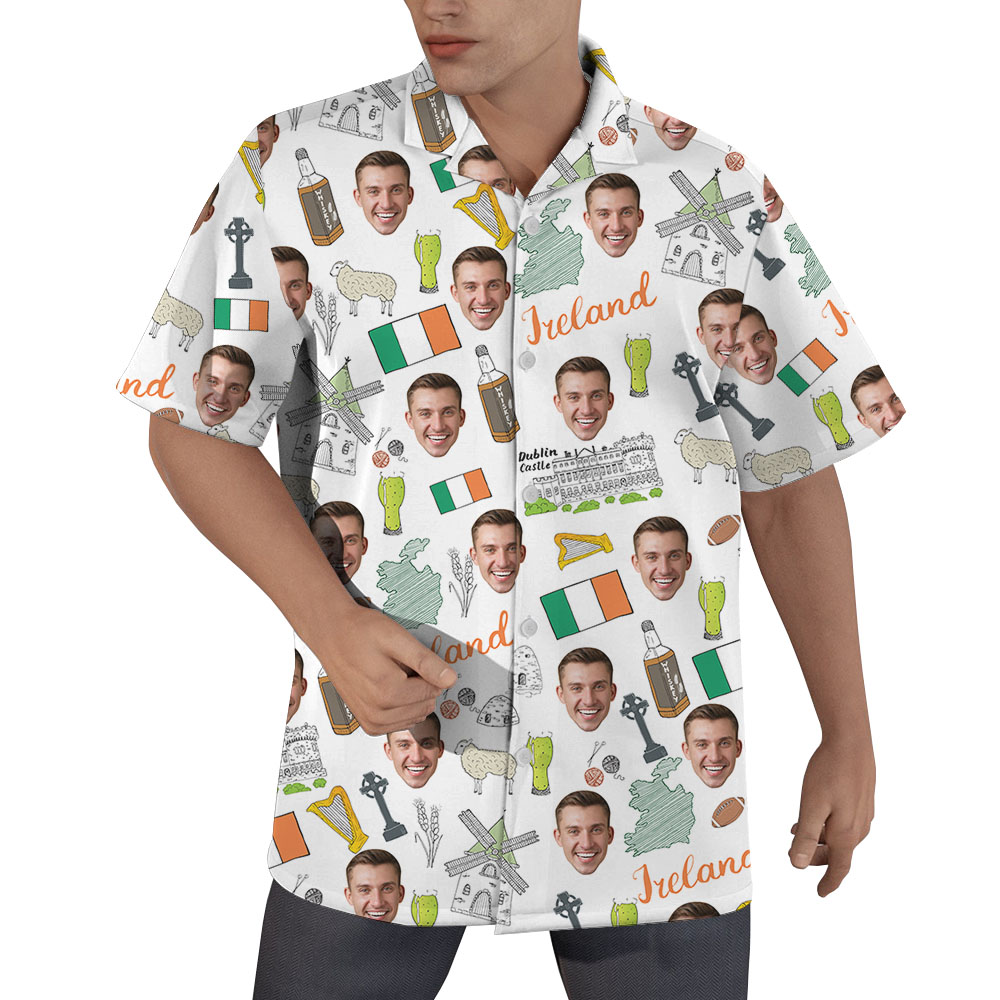 Irish Saint Patrick Day Custom Face Hawaiian Shirt - variant image 1