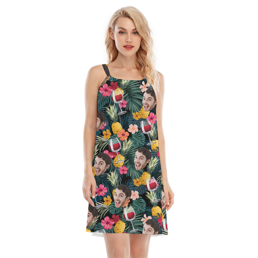 Funny Red Wine Custom Face Women's Cami Dress - variant image 1