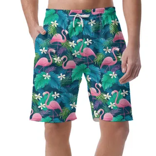Cool Flamingo Men's Hawaiian Beach Shorts