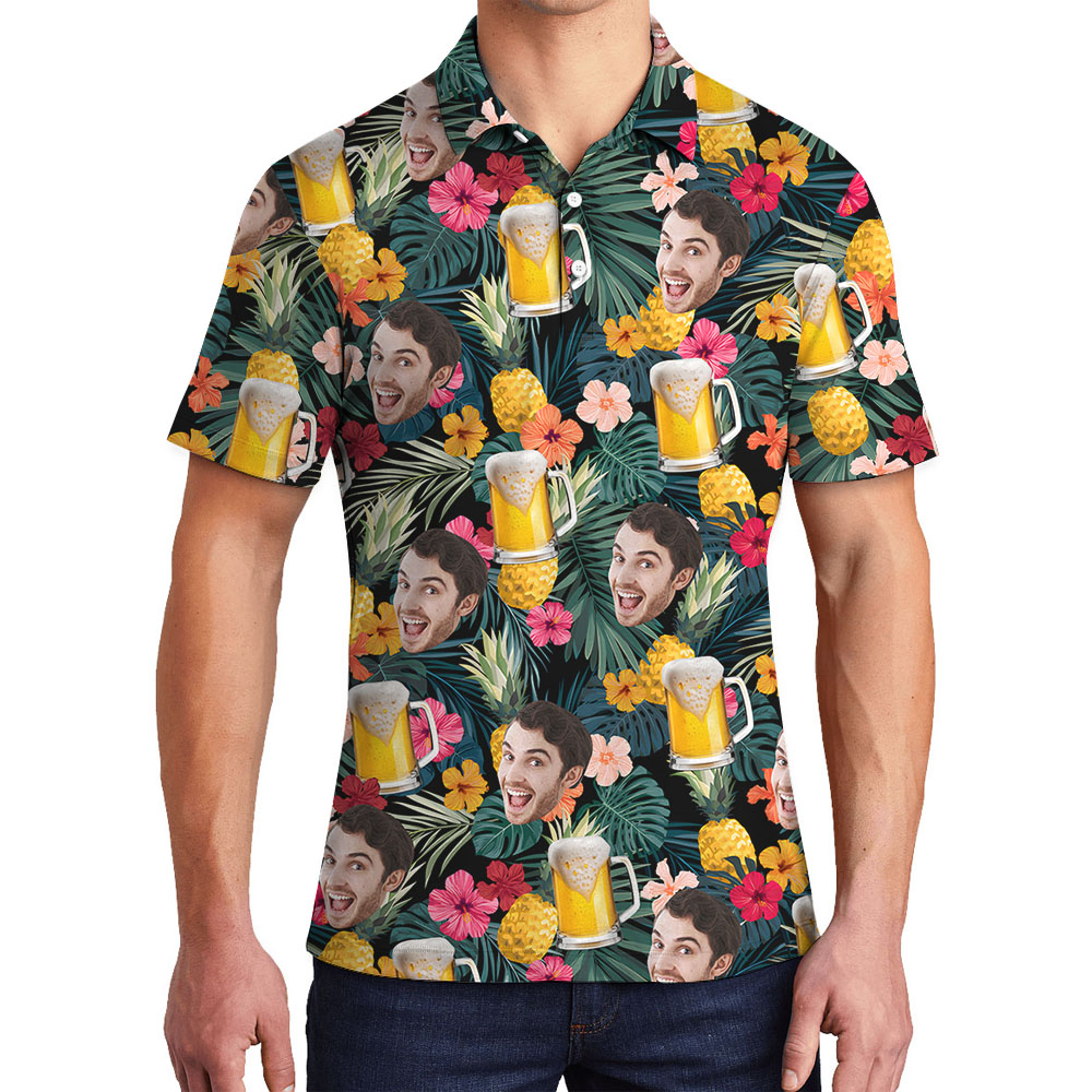 Personalized Photos Beer Pineapple Men's Polos - variant image 1
