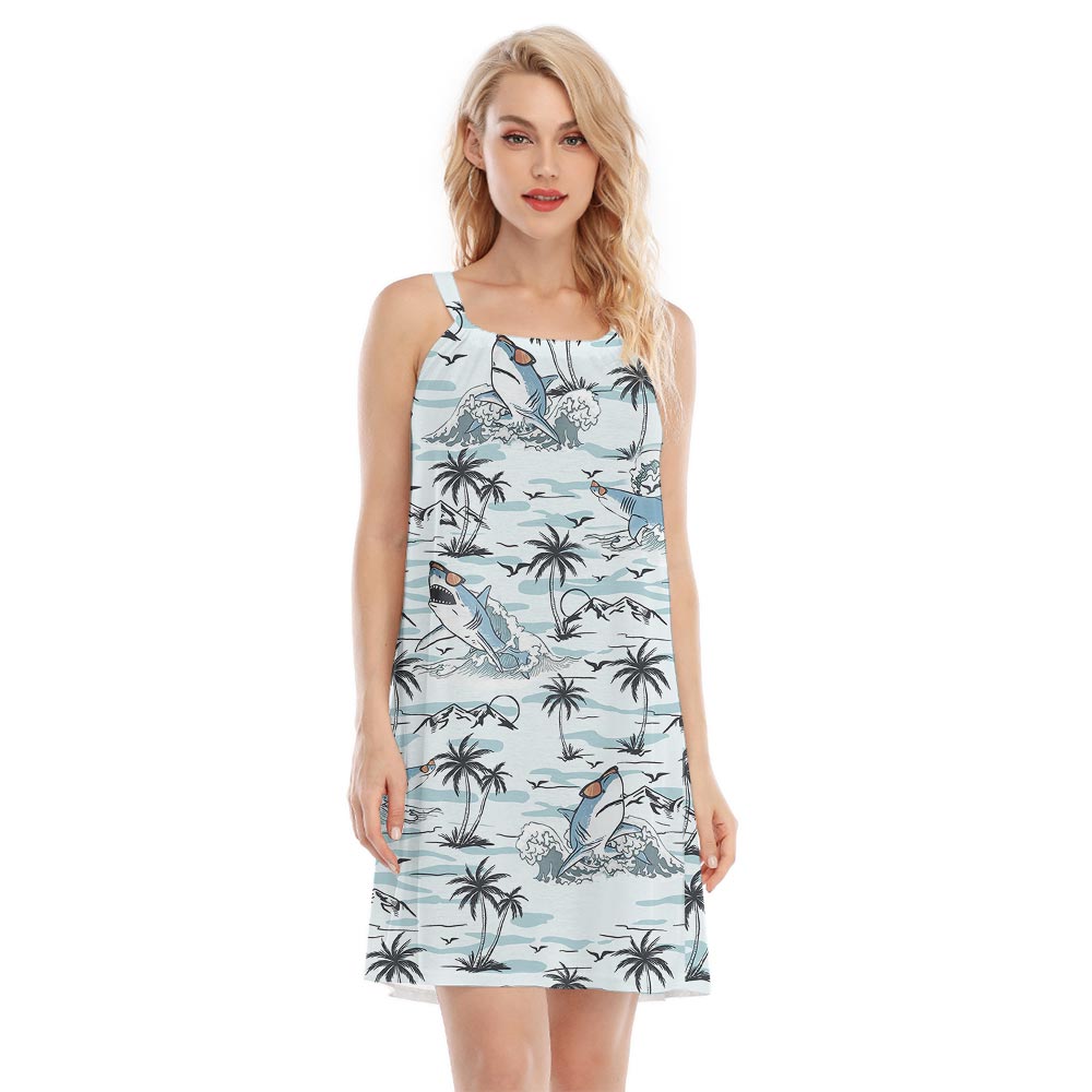 Women's Hawaiian Dress With Shark Print For Summer - variant image 1