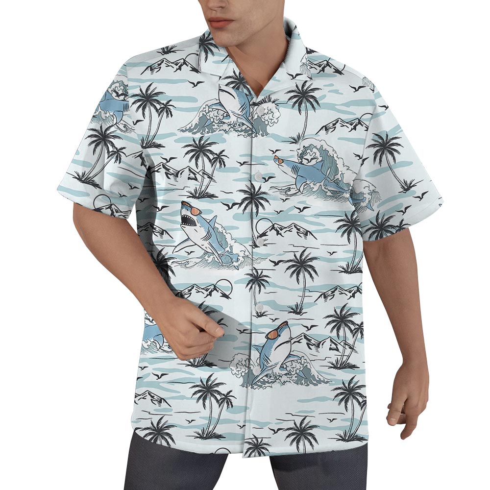 Cool Shark Print Hawaiian Shirt For Men - variant image 1