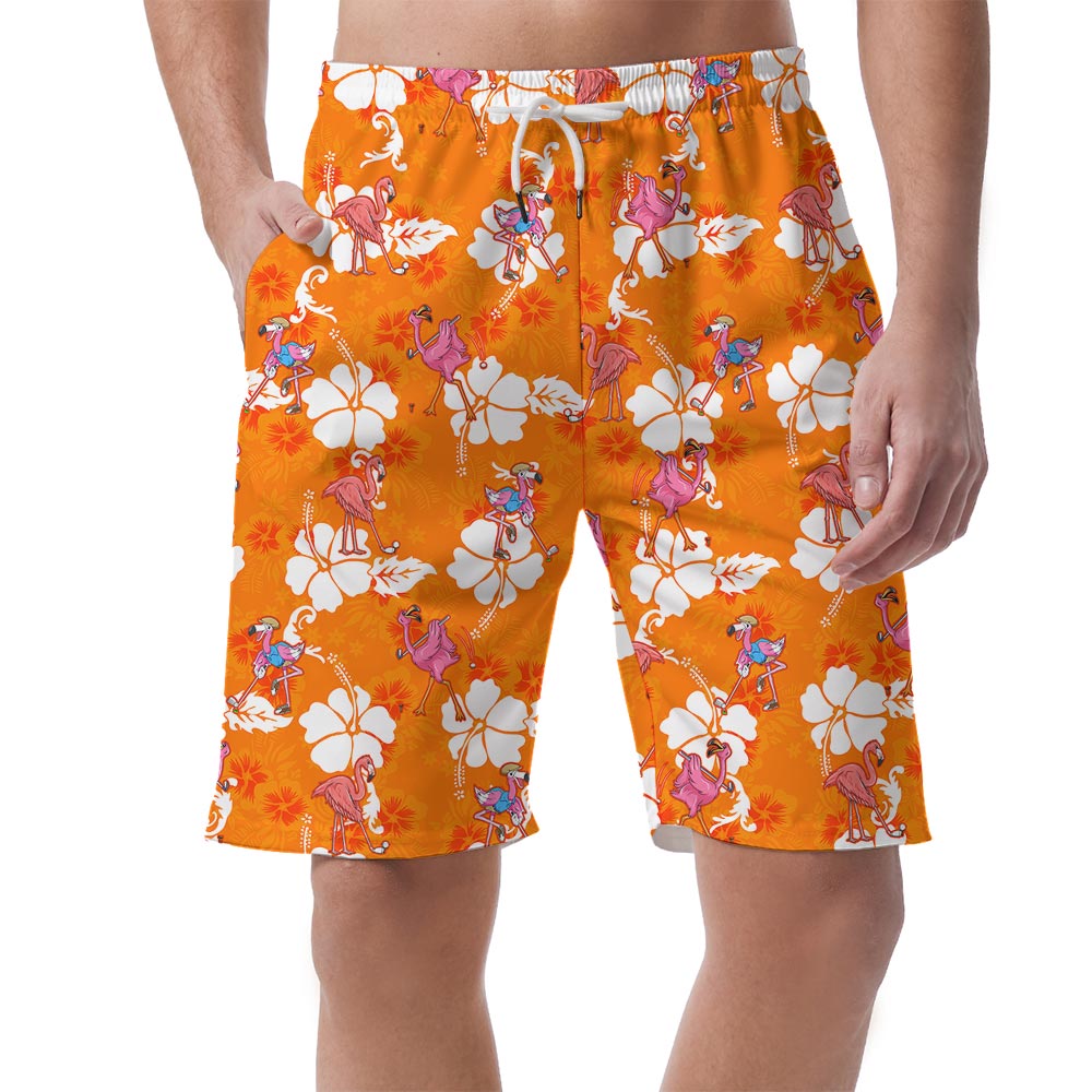 Funny Flamingo With Golf Hawaiian Beach Shorts For Men - variant image 1
