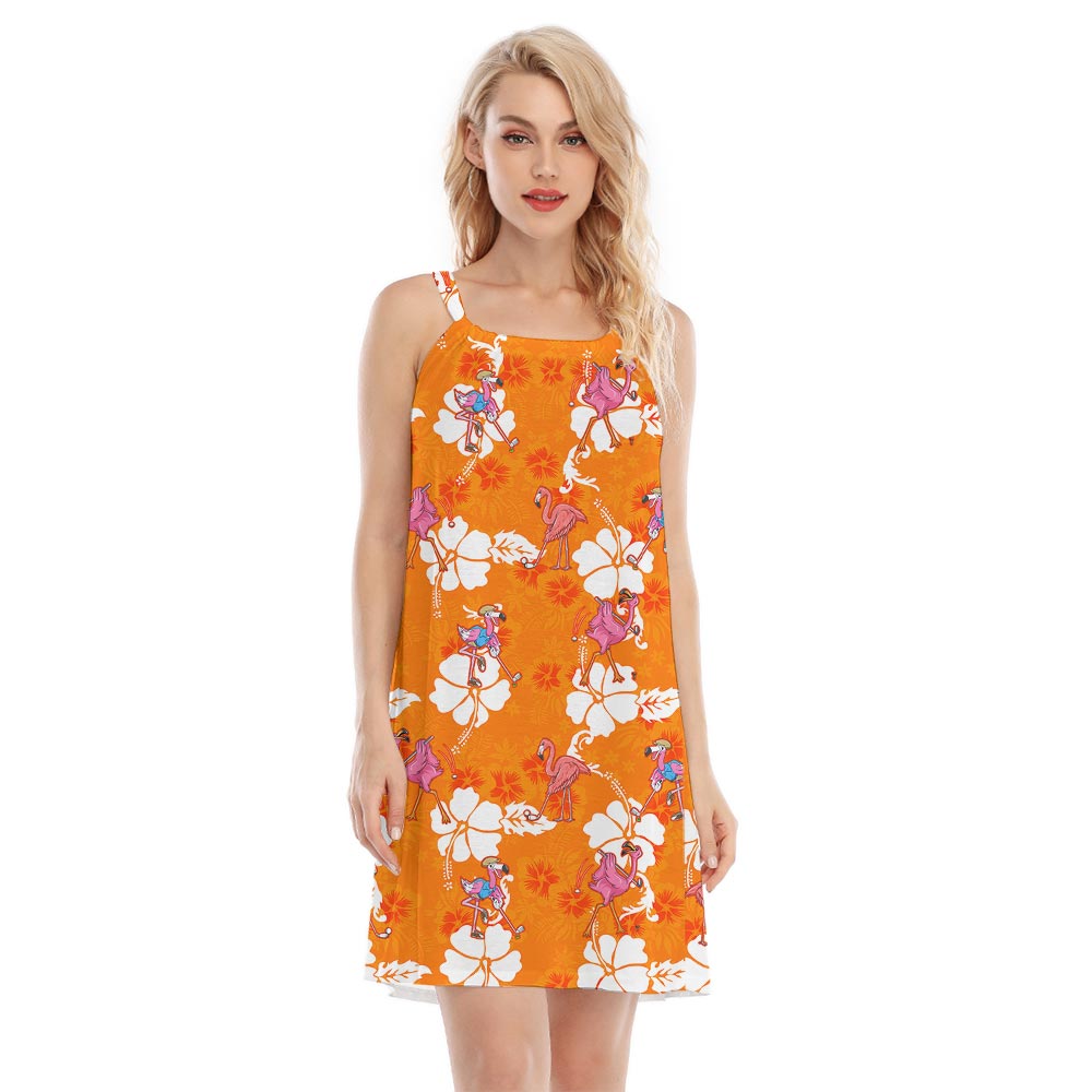 Women's Golf Flamingo Hawaiian Dress For Vacation Orange - variant image 1